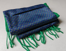 Load image into Gallery viewer, Vintage C&amp;A Canda Scarf Green  Blue Patterned 100% Polyester 132cm Long UK Made
