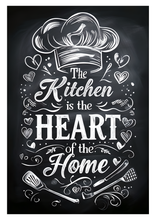 Load image into Gallery viewer, The Kitchen Is The Heart Of The Home A4 Art Print Kitchen Wall Decor Quote

