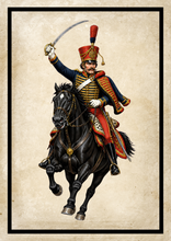 Load image into Gallery viewer, Napoleonic Cavalry Hussar Officer Horse Military Art Print A4 Framed Picture
