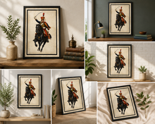 Load image into Gallery viewer, Napoleonic Cavalry Hussar Officer Horse Military Art Print A4 Framed Picture
