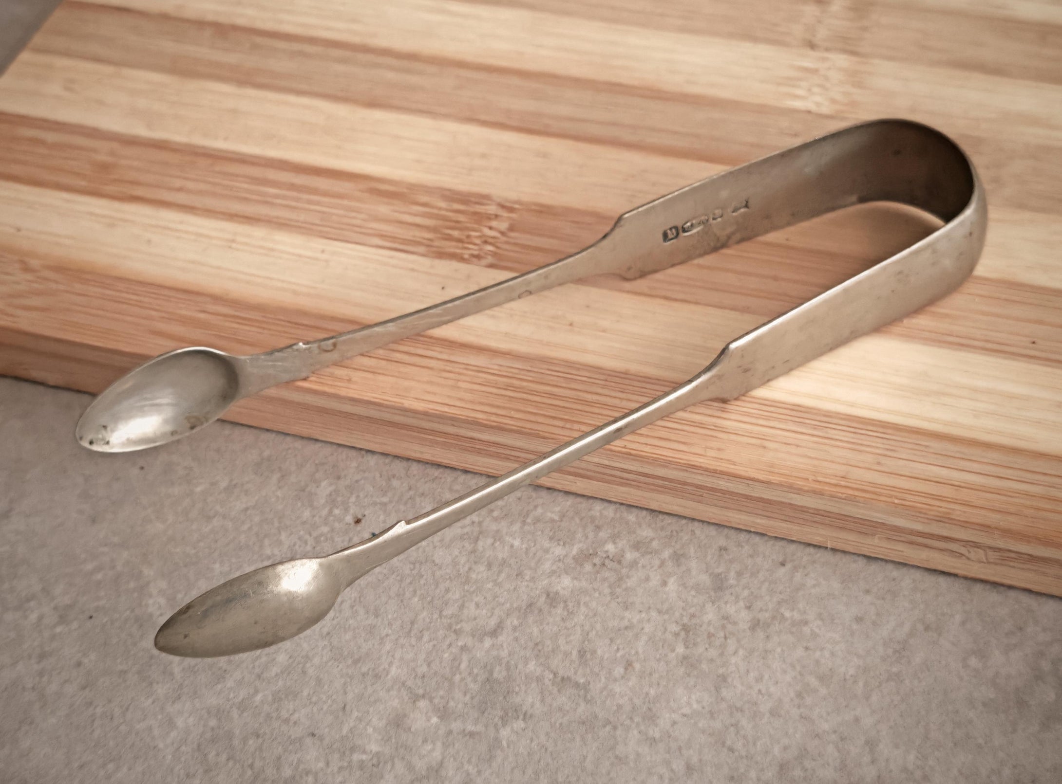 Vintage Silver-Plated Sugar Tongs 15cm Long Stamped Hallmarks Elegant Collectible