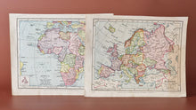 Load image into Gallery viewer, 2 x Vintage Printed Maps Of Europe and Africa, Stanley Gibbons Ltd, Book Plate, Old Book Plates
