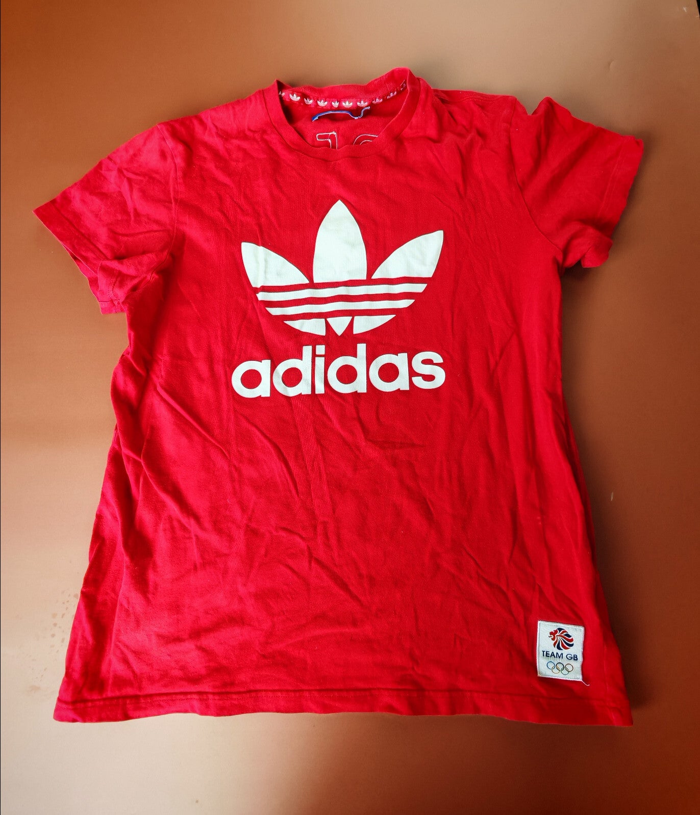 Adidas Team GB Olympic T-Shirt Unisex Size L Red Trefoil Logo Great Britain