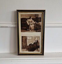 Load image into Gallery viewer, Original vintage art print in black and gold colour wooden picture frame double print After John Wil
