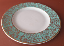 Load image into Gallery viewer, Washington Pottery Dorchester Ironstone England Frenzione turquoise and gold China side plate
