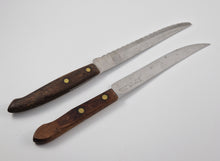 Load image into Gallery viewer, 2 x Vintage  Wooden Handle  Stainless Steel Kitchen Steak  Knife, Kitchenali 1990&#39;s,  Quality Steel, 22cm long
