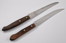 Load image into Gallery viewer, 2 x Vintage  Wooden Handle  Stainless Steel Kitchen Steak  Knife, Kitchenali 1990&#39;s,  Quality Steel, 22cm long
