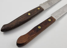 Load image into Gallery viewer, 2 x Vintage  Wooden Handle  Stainless Steel Kitchen Steak  Knife, Kitchenali 1990&#39;s,  Quality Steel, 22cm long
