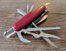 Load image into Gallery viewer, Vintage Pocket Multi-Tool , 13 tools in 1 , Red
