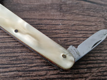 Load image into Gallery viewer, Vintage double blade pocket knife, Lucite Plastic Handle, Cream Colour, Steel Blade , Staples Matress
