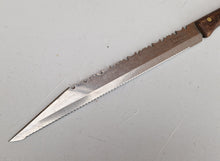 Load image into Gallery viewer, Vintage Kitchen Serrated Bread Knife Prestige Brand Stainless Steel Wooden Wood Handle
