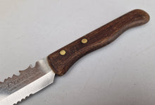 Load image into Gallery viewer, Vintage Kitchen Serrated Bread Knife Prestige Brand Stainless Steel Wooden Wood Handle
