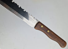 Load image into Gallery viewer, Vintage Kitchen Serrated Bread Knife Prestige Brand Stainless Steel Wooden Wood Handle
