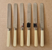 Load image into Gallery viewer, Set of Six Shefield Stainless Steel Dinner Knives 23.5cm long Faux Bone Handle
