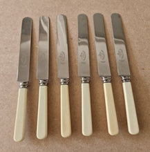 Load image into Gallery viewer, Set of Six Shefield Stainless Steel Dinner Knives 23.5cm long Faux Bone Handle
