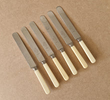 Load image into Gallery viewer, Set of Six Shefield Stainless Steel Dinner Knives 23.5cm long Faux Bone Handle
