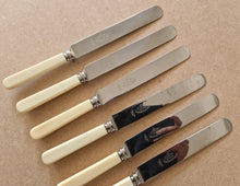 Load image into Gallery viewer, Set of Six Shefield Stainless Steel Dinner Knives 23.5cm long Faux Bone Handle
