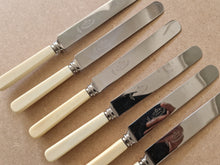 Load image into Gallery viewer, Set of Six Shefield Stainless Steel Dinner Knives 23.5cm long Faux Bone Handle
