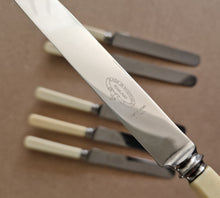 Load image into Gallery viewer, Set of Six Shefield Stainless Steel Dinner Knives 23.5cm long Faux Bone Handle
