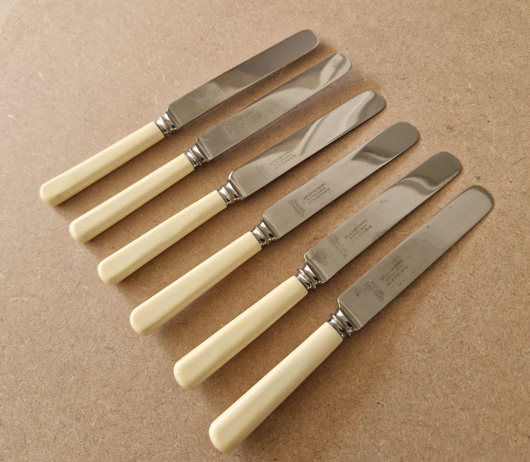 Set of Six Vintage R Bond & Co Northgate Darlington Faux Bone Handled Knives 20.5cm long