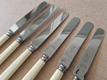 Load image into Gallery viewer, Set of Six Vintage R Bond &amp; Co Northgate Darlington Faux Bone Handled Knives 20.5cm long
