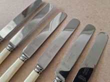 Load image into Gallery viewer, Set of Six Vintage R Bond &amp; Co Northgate Darlington Faux Bone Handled Knives 20.5cm long
