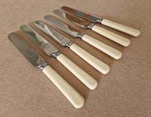 Load image into Gallery viewer, Set of Six Vintage R Bond &amp; Co Northgate Darlington Faux Bone Handled Knives 20.5cm long
