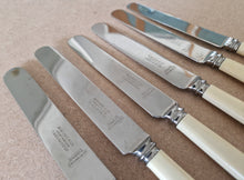 Load image into Gallery viewer, Set of Six Vintage R Bond &amp; Co Northgate Darlington Faux Bone Handled Knives 20.5cm long
