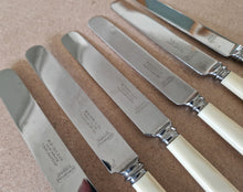 Load image into Gallery viewer, Set of Six Vintage R Bond &amp; Co Northgate Darlington Faux Bone Handled Knives 20.5cm long
