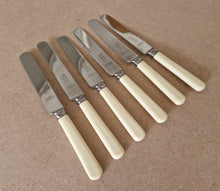 Load image into Gallery viewer, Set of Six Vintage R Bond &amp; Co Northgate Darlington Faux Bone Handled Knives 20.5cm long
