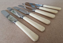 Load image into Gallery viewer, Set of Six Vintage R Bond &amp; Co Northgate Darlington Faux Bone Handled Knives 20.5cm long
