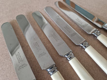 Load image into Gallery viewer, Set of Six Vintage R Bond &amp; Co Northgate Darlington Faux Bone Handled Knives 20.5cm long
