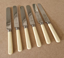 Load image into Gallery viewer, Set of Six Vintage R Bond &amp; Co Northgate Darlington Faux Bone Handled Knives 20.5cm long
