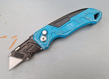 Load image into Gallery viewer, OX Pro Heavy Duty Fixed Blade Folding Utility DIY Knife Blue Black Colour
