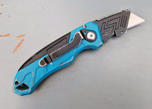 Load image into Gallery viewer, OX Pro Heavy Duty Fixed Blade Folding Utility DIY Knife Blue Black Colour
