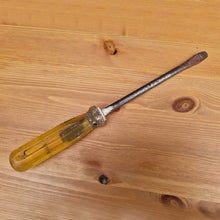 Load image into Gallery viewer, Vintage Draper 868 screwdriver Hand Tool Amber plastic handle 6&quot; slotted blade Made In West Germany
