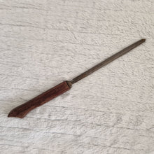 Load image into Gallery viewer, Vintage 1970s cooks forged steel knife sharpener utensil teak wood wooden handle
