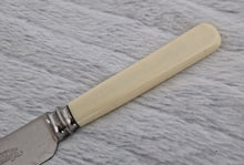 Load image into Gallery viewer, A fine Vintage Bread or Cake knife with cream colour resin handle ~ For Wedding Cake, Christmas Cake, Celebration Cake Slice, Firth Stainless Steel Made In Sheffield England, 25.5cm long

