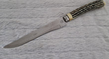 Load image into Gallery viewer, Vintage Ross Stainless Steel Foreign Knife HOLLOW GROUND Bakelite Faux Horn Handle, 24cm long
