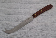 Load image into Gallery viewer, A vintage Prestige brand cheese knife. Hollow Ground, Vanadium Stainless Steel with a riveted wooden handle, Made In England, 19.5cm long
