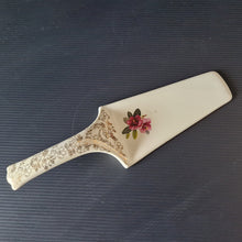 Load image into Gallery viewer, Vintage cake pastry server porcelain gilded floral Made in England elegant 1950s baking farmhouse country kitchen special occasion celebrate
