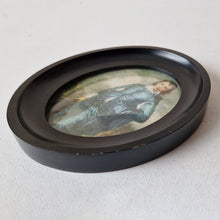 Load image into Gallery viewer, Vintage Victorian The Blue Boy Thomas Gainsborough 1727-1788 Oval Print Of Painting In Black Wooden FrameFramed Wall Hang 14cm x 11.5cm
