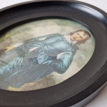 Load image into Gallery viewer, Vintage Victorian The Blue Boy Thomas Gainsborough 1727-1788 Oval Print Of Painting In Black Wooden FrameFramed Wall Hang 14cm x 11.5cm
