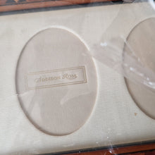 Load image into Gallery viewer, Vintage Addison Ross London MH63M7 Brown Star Marquetry 3x7 triple image photo frame, wooden photo frame, long photo frame, made in England, desk photo frame, 3 image frame, Oval Mount
