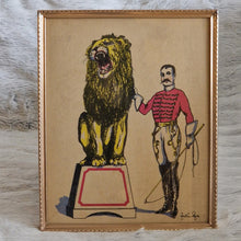Load image into Gallery viewer, Picture Frame Wall Hanging Circus Performer with a Lion – Framed Genuine Vintage Book Plate (1935)
