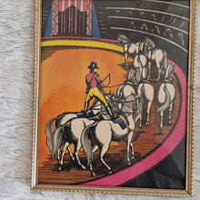 Load image into Gallery viewer, Circus Jockey Equestrian Performer with Horses – Framed Genuine Vintage Book Plate (1935)

