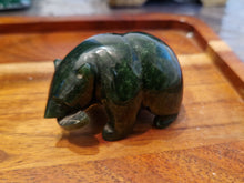 Load image into Gallery viewer, Canadian Nephrite Jade Carving, Bear with Rhodonite Fish
