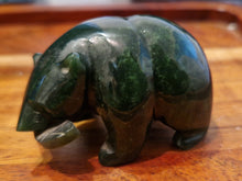 Load image into Gallery viewer, Canadian Nephrite Jade Carving, Bear with Rhodonite Fish
