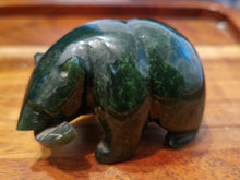 Load image into Gallery viewer, Canadian Nephrite Jade Carving, Bear with Rhodonite Fish
