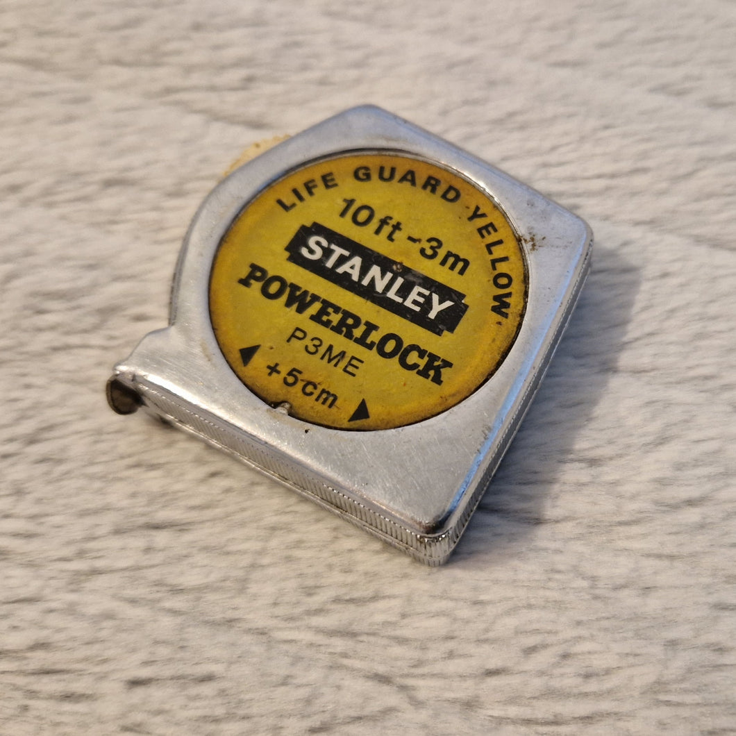 Vintage Stanley P3ME Powerlock Life Guard Yellow 10ft-3m Tape Measure